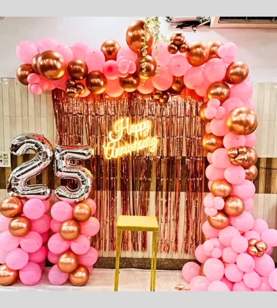 25th neon birthday wall backdrop