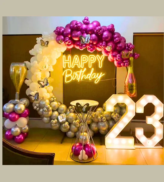 Ring neon crome balloon decoration for birthday
