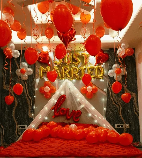 red heart and light decoration for couple room