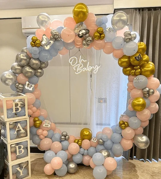 pastel pink & blue ring balloon decoration