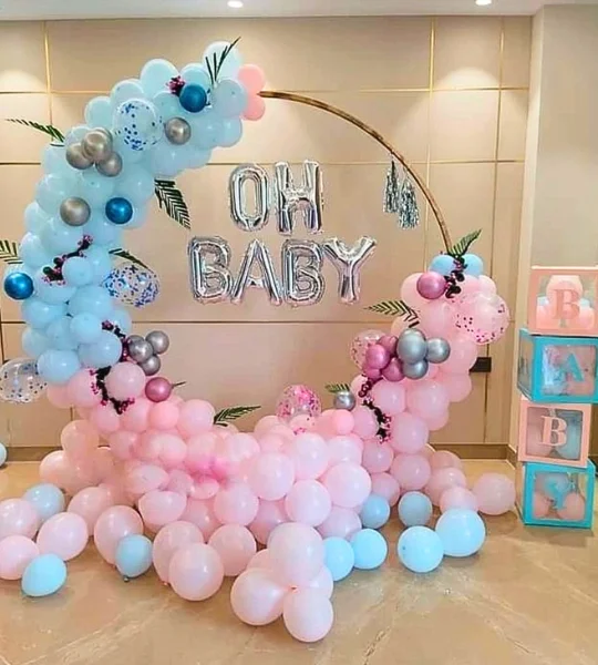 oh baby pink and blue ring decoration
