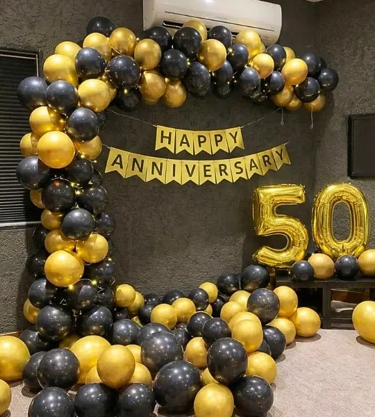 50th anniversary balloon arch decoration
